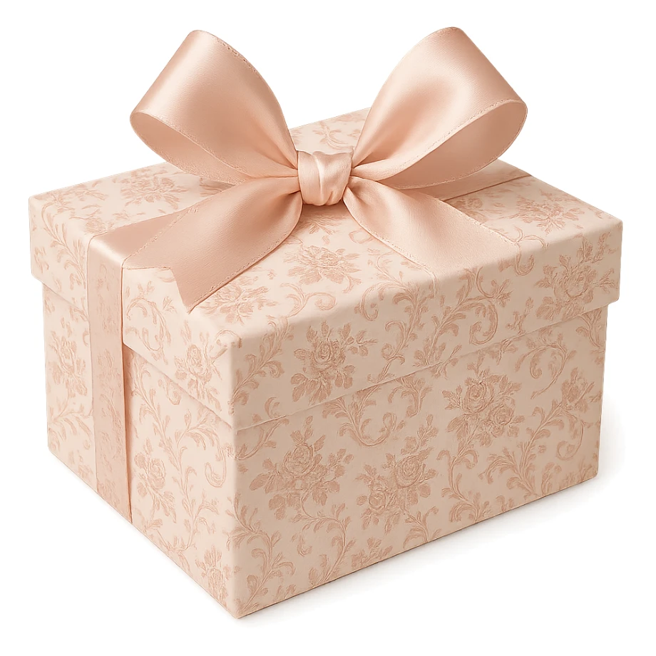 Elegant Rococo pale pink ditsy floral gift box , remove background sticker