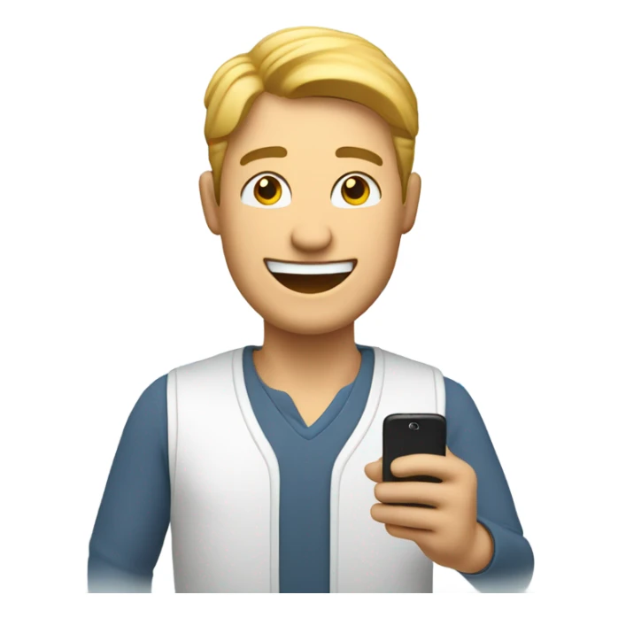 a man happy with a smartphone showing charts sticker