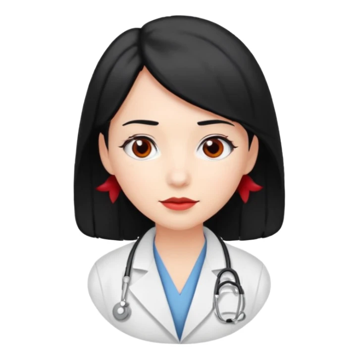 doctor with black hair and red hairclips  sticker