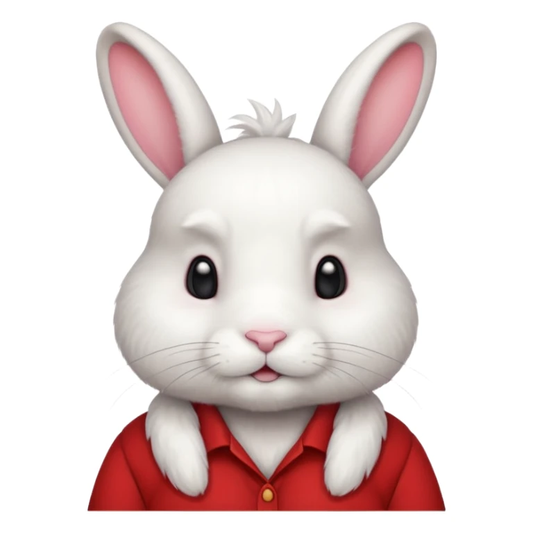white large bunny, pet lover, red shirt, pony tail. sticker
