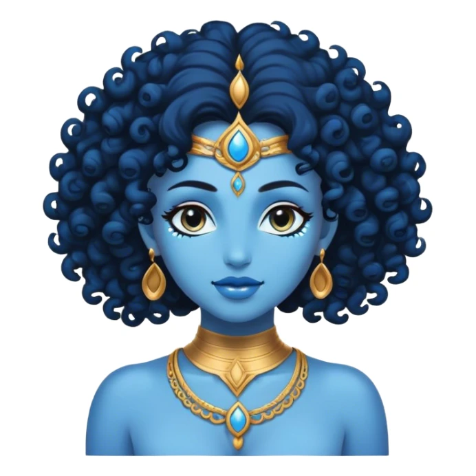 blue skin curly genie goddess sticker