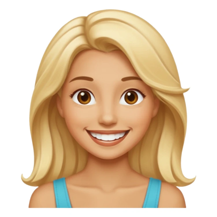  a woman totally happy with the biggest smile sticker