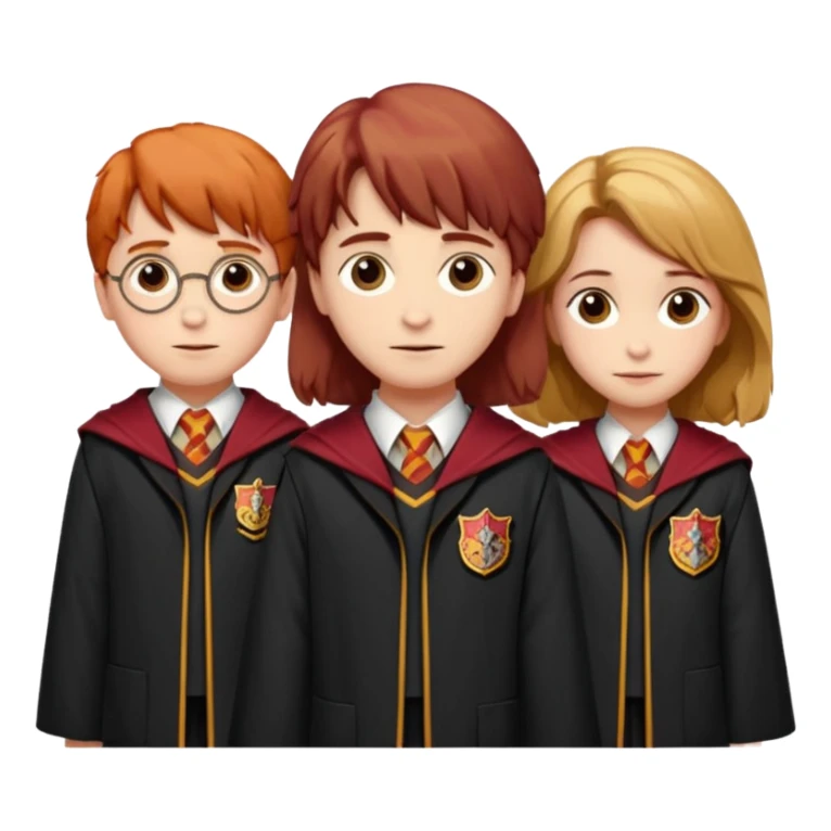 harry potter, ronald weasley and hermione granger in gryfinndor uniform sticker