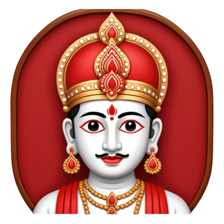 Create lord Venkateshwara tilak emoji , it should be in red and white in colour, i.e, left and right lines are in white colour and between left and right lines there is a red colour line sticker