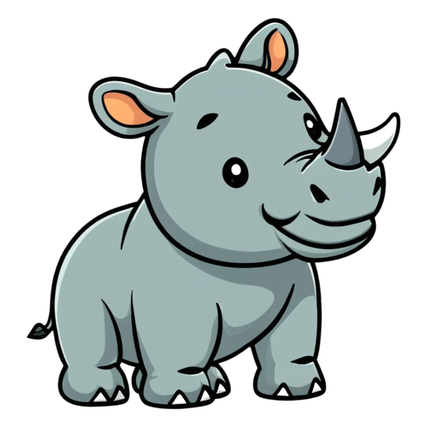 playful rhino character in colorful style sticker