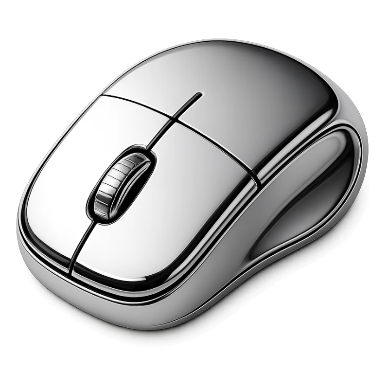 Minimal flat icon of an ergonomic computer mouse, modern and clean design sticker