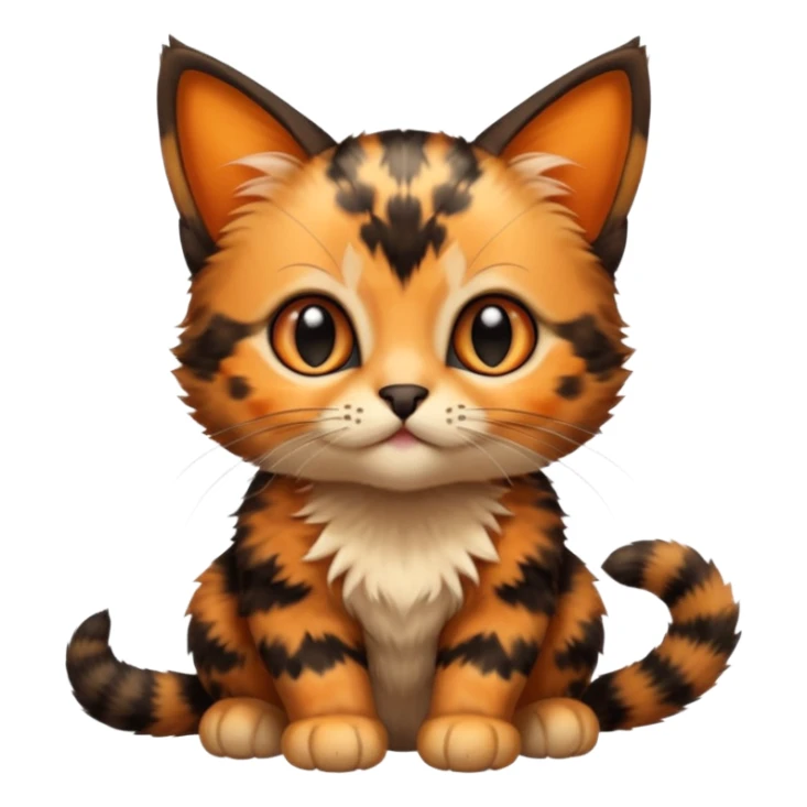 A high-resolution photo-realistic digital illustration of a tortoiseshell kitten, chest upward sticker