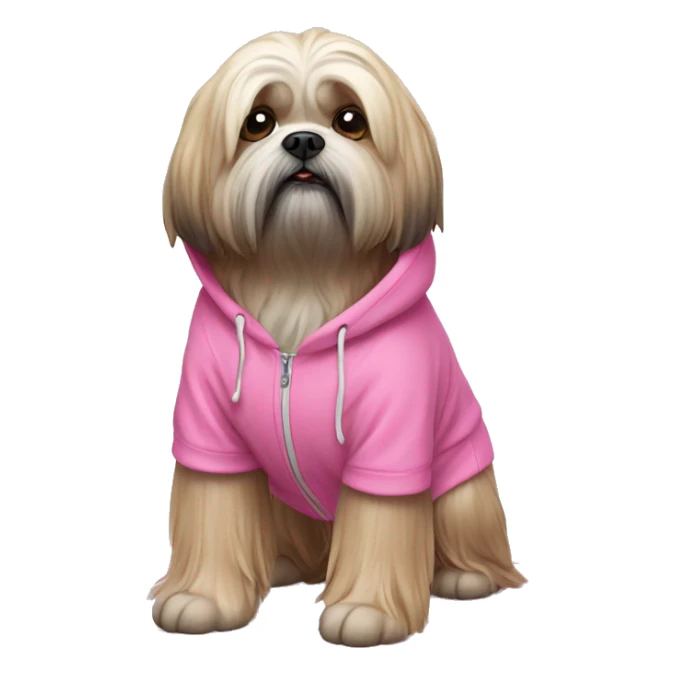 Lhasa apso dog wearing pink hoodie  sticker