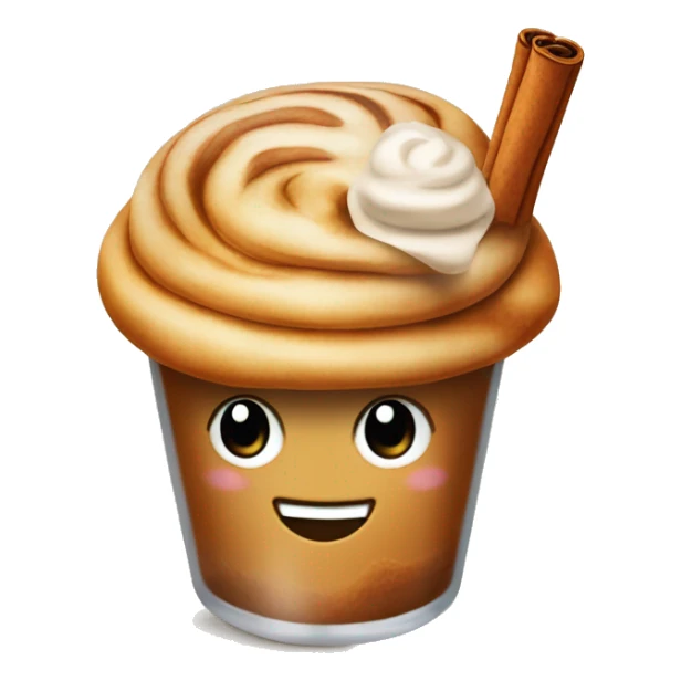 Cinnamon and cappuccino bun in a disposable glass sticker