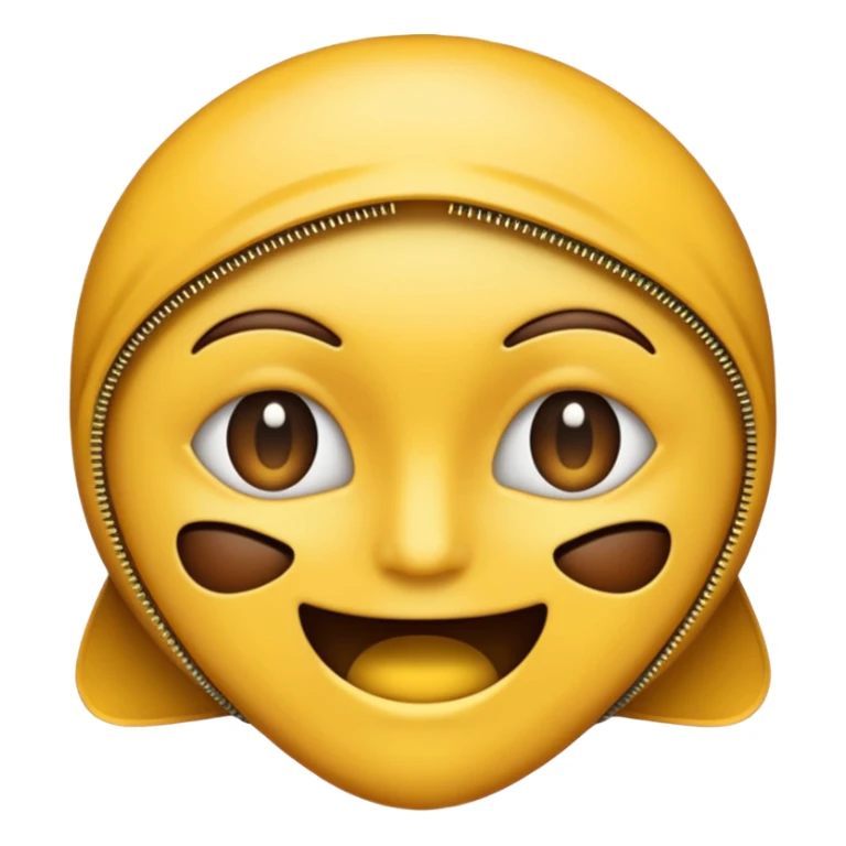 A zipper face. Half yellow half brown. No background. Make it look like an emoji sticker