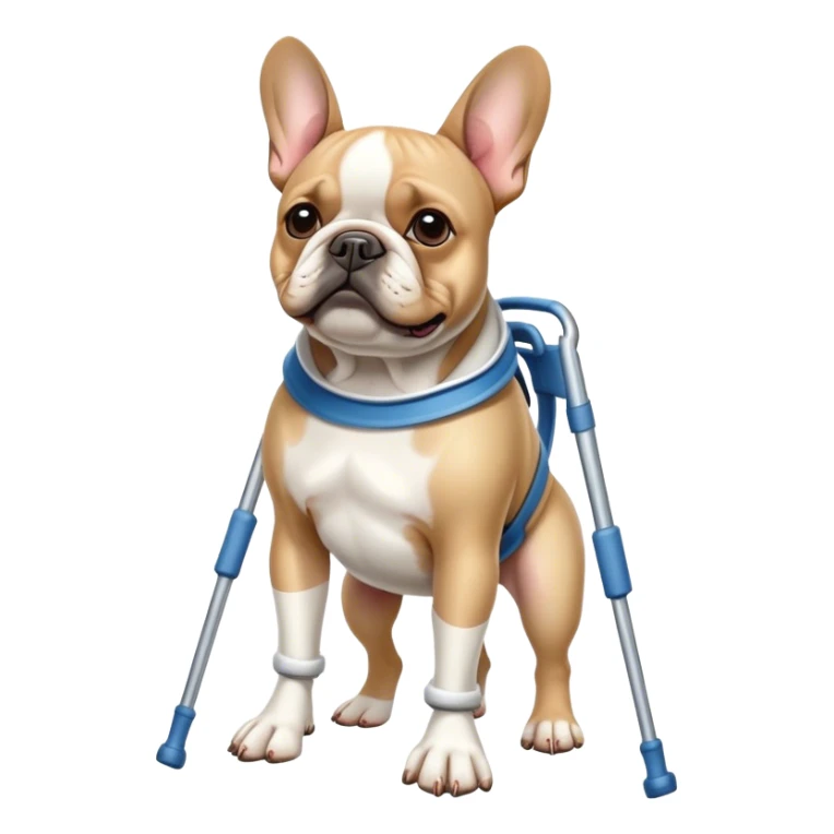 French bulldog in crutches  sticker