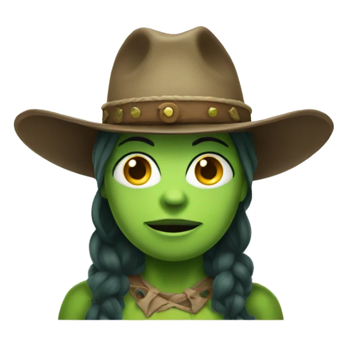 green ogre lady wearing cowboy hat sticker