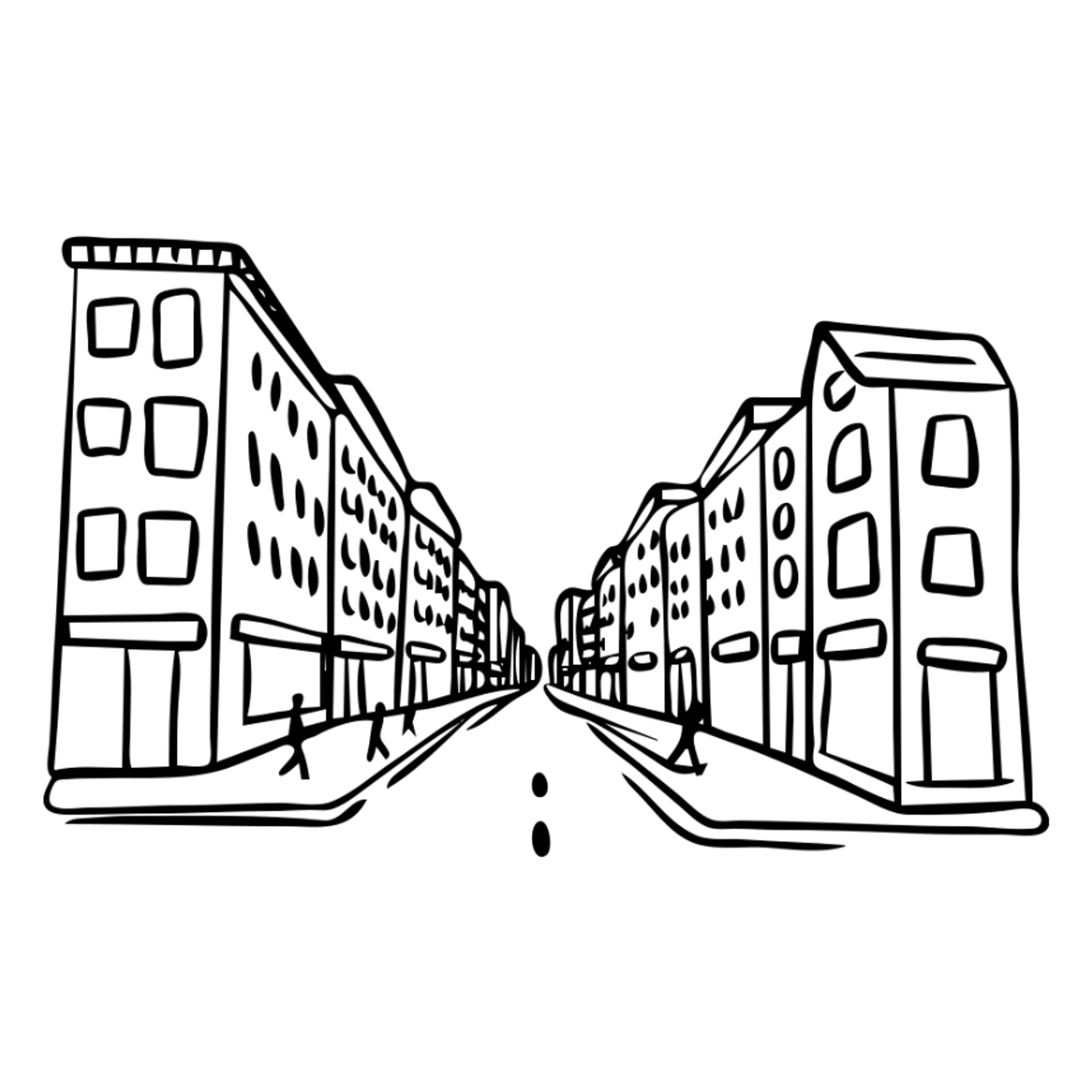 Urban planning concept with mixed-use buildings and pedestrian spaces sticker
