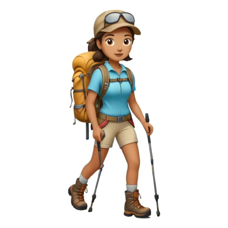 female hiker with backpack and hiking poles sticker