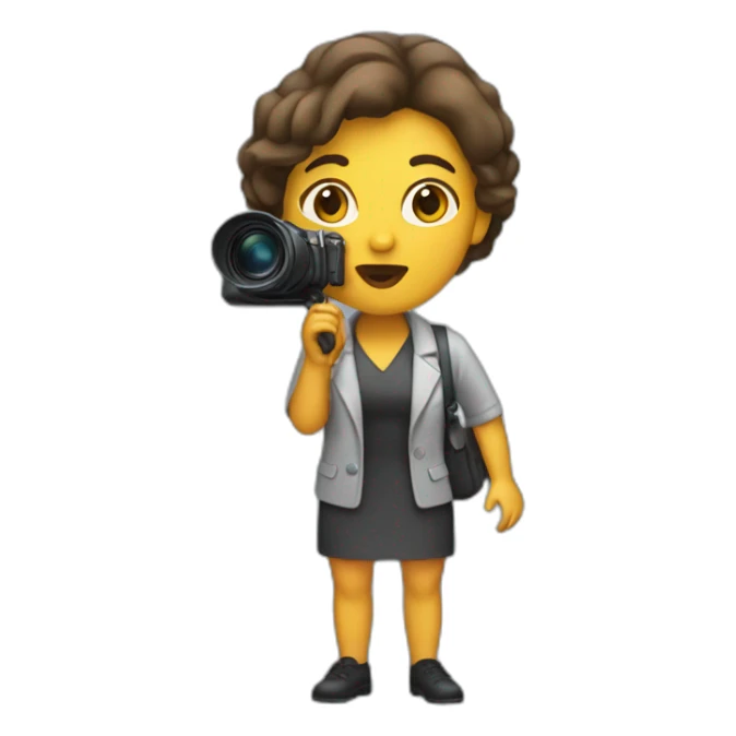 journalist with full body holding a micro at her mouth sticker