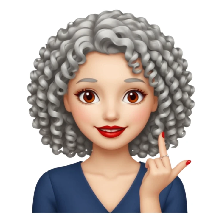 silver, curly haired, smiling pretty lady, fingers crossed sticker