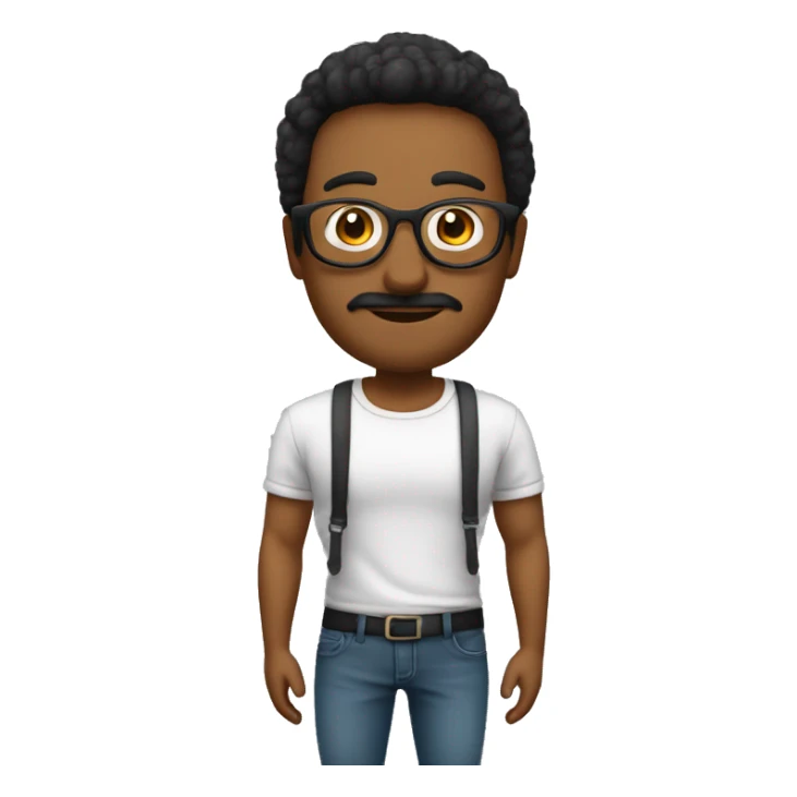 pelo negro sin barba sin bigote cuerpo entero con gafas sticker