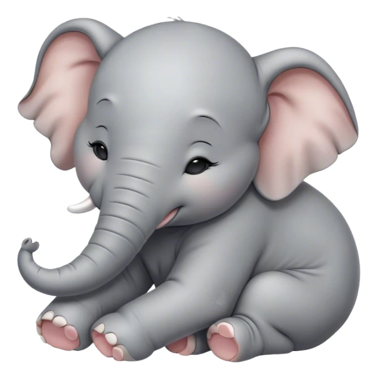 Meme-Worthy Cute Sleeping Baby Elephant Portrait Emoji, Head resting peacefully with a contented smile, showcasing a delightfully tiny build and a luxuriously soft gray hide, eyes shut in a serene, restful nap, Simplified yet hilariously adorable features, highly detailed, glowing with a soft, drowsy light, high shine, relaxed and utterly lovable, stylized with an air of playful laziness, bright and heartwarming, soft glowing outline, capturing the essence of a comically sleepy baby elephant, so meme-worthy it feels like it could instantly become the next viral sensation of adorable slumber! sticker