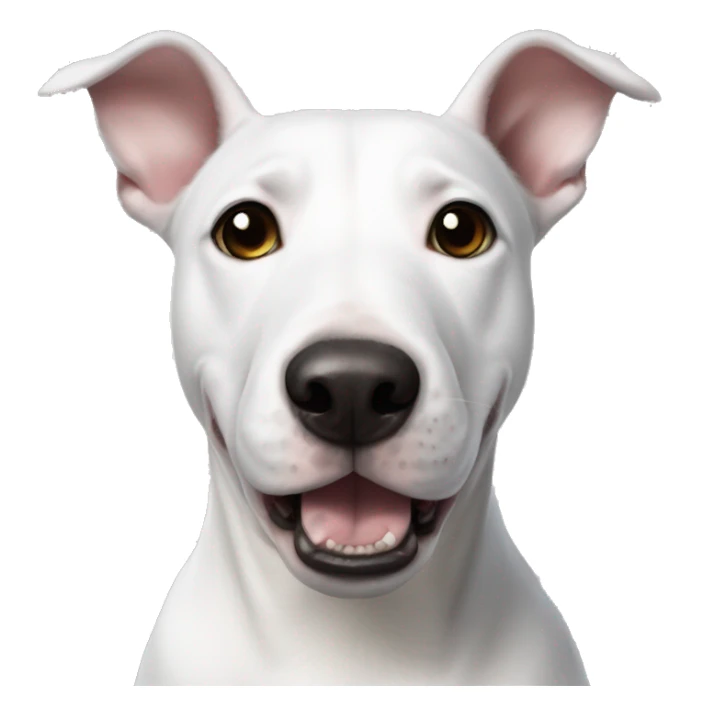 white bull terrier with black ears and a black spot on the eye sticker
