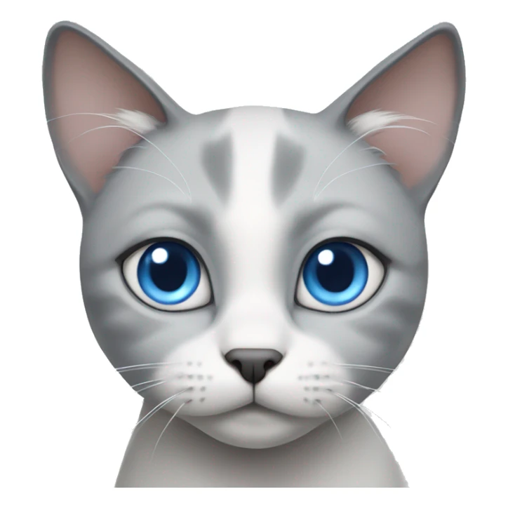 gray white cat with blue eyes asks for food with plaintive eyes sticker