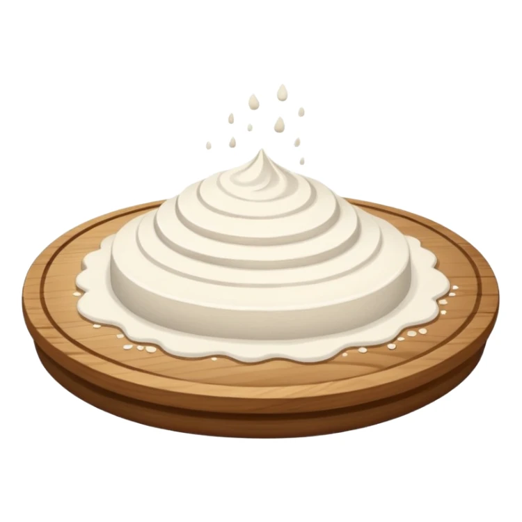 pour flour on circular wooden plate with curved edges sticker