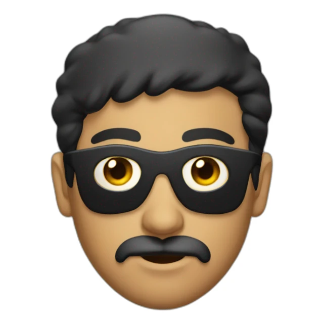 Hispanic pirate man with one eye patch with short stubble and mustache sticker