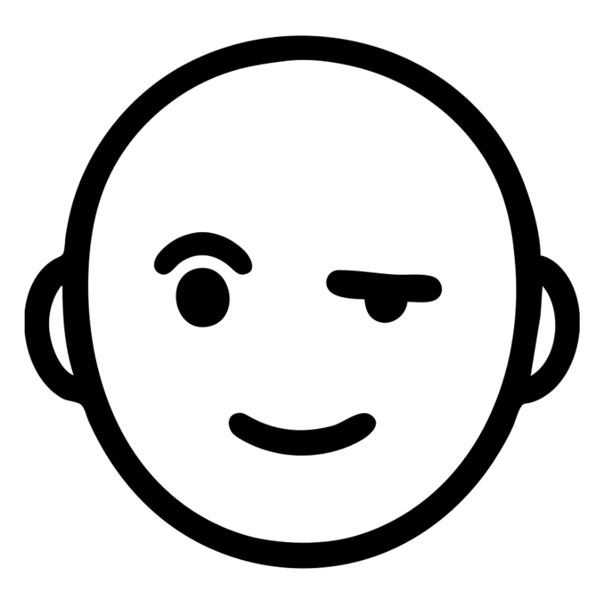 outlined black icon of a face with one eye slightly squinting indicating a micro expression sticker