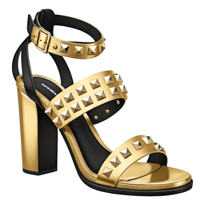 Hyperrealism, still life, Highly detailed, Stud-detail Sandals
Alexander Wang. With gold embellishments sticker