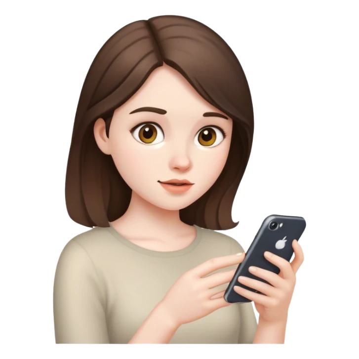 pale brunette girl on her iphone sticker