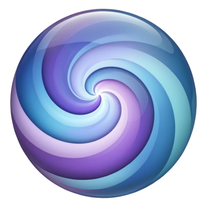 Create a glass orb or sphere with swirling colors that convey a magical and special feeling. Use soft, muted purples and blues, avoiding bright or neon tones, to create a calm and harmonious look. Keep it visually ap
 sticker