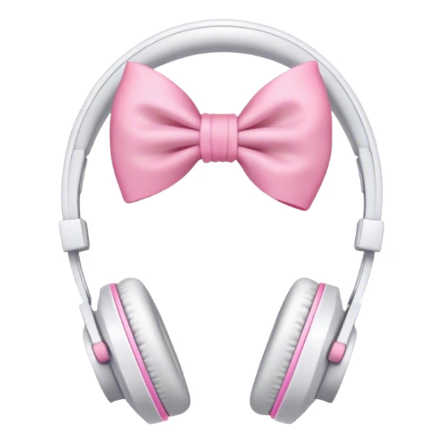 White aesthetic headphones with bow sticker
