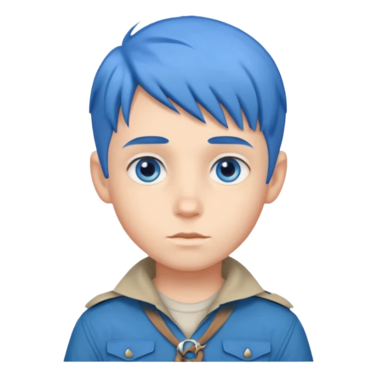 very handsome boy big blue eyes, scout boy with, blue hair  sticker