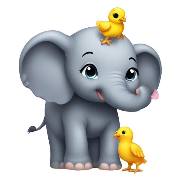 baby elephant and baby chick sticker