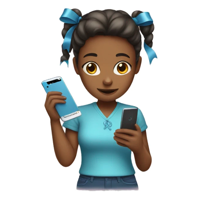 girl with ribbon holding a phone  sticker