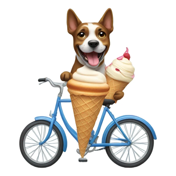 Dog eating icecream on a bike  sticker