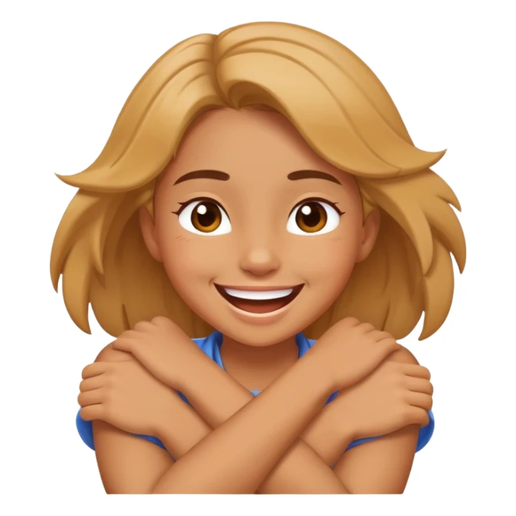 girl crossing her arms around her neck laughing sticker