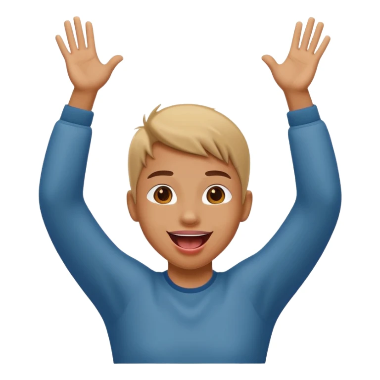 face with tongue out and both arms up sticker