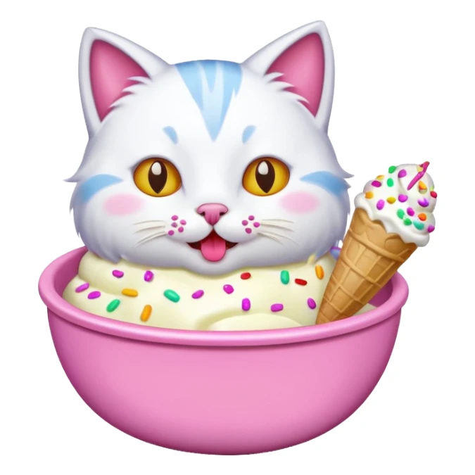 cat icecream in a bowl sticker