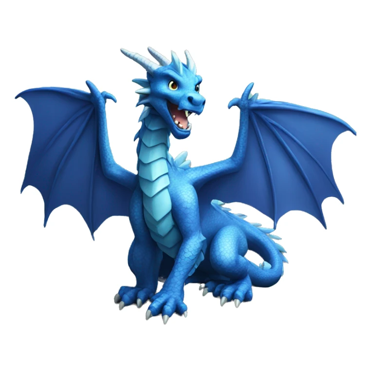 Blue dragon with big wings sittig on a rock sticker