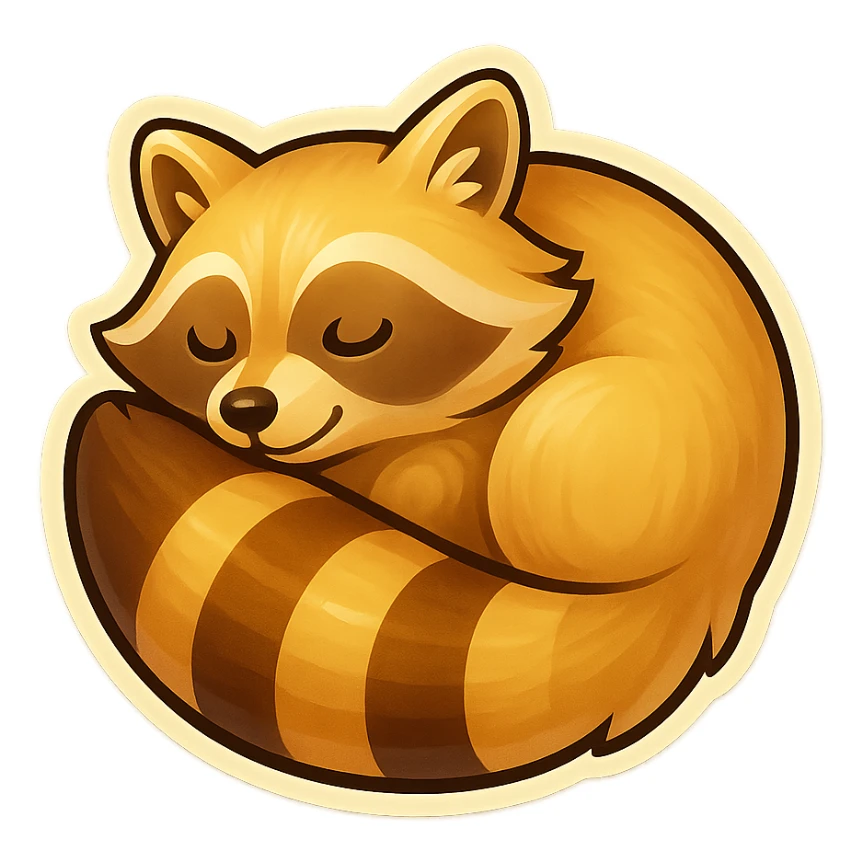 Very Light Blonde raccoon sleeping 2d digital art semi realistic  sticker