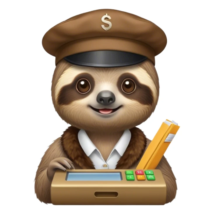 sloth cashier in cashier cap sticker