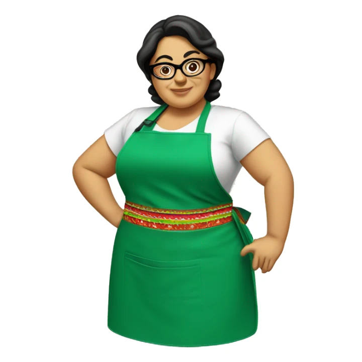 mexican chubby lady green apron  with glasses cooking tacos sticker