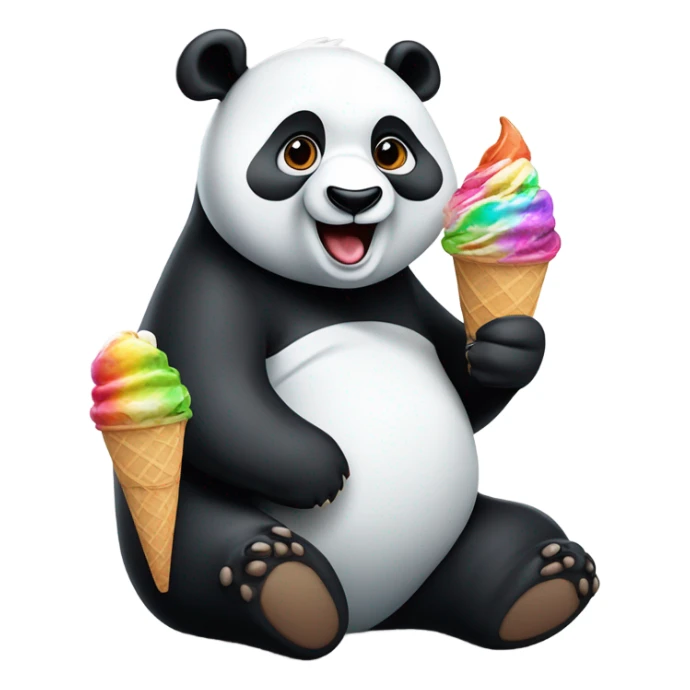 Panda eating ice cream sticker
