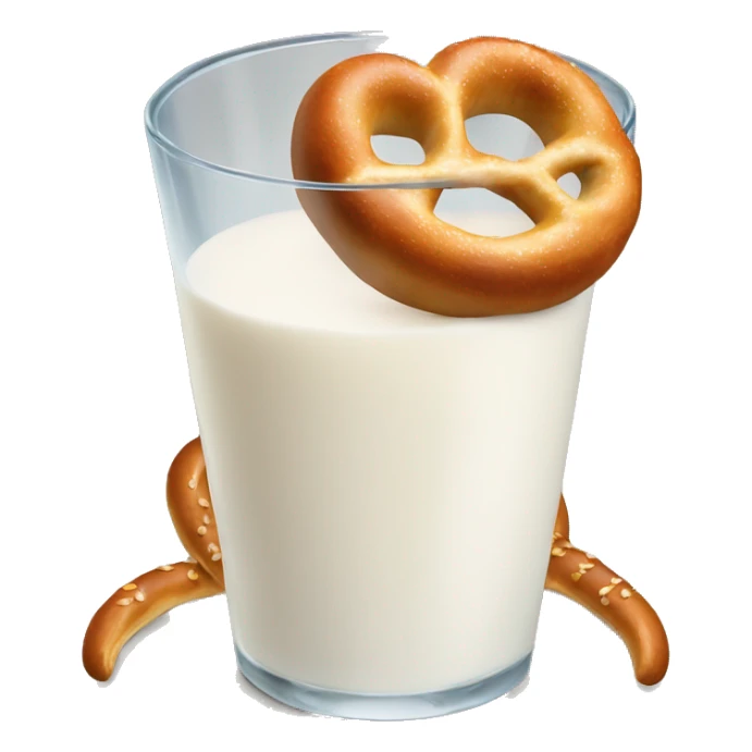 A glass of milk with a pretzel sticker