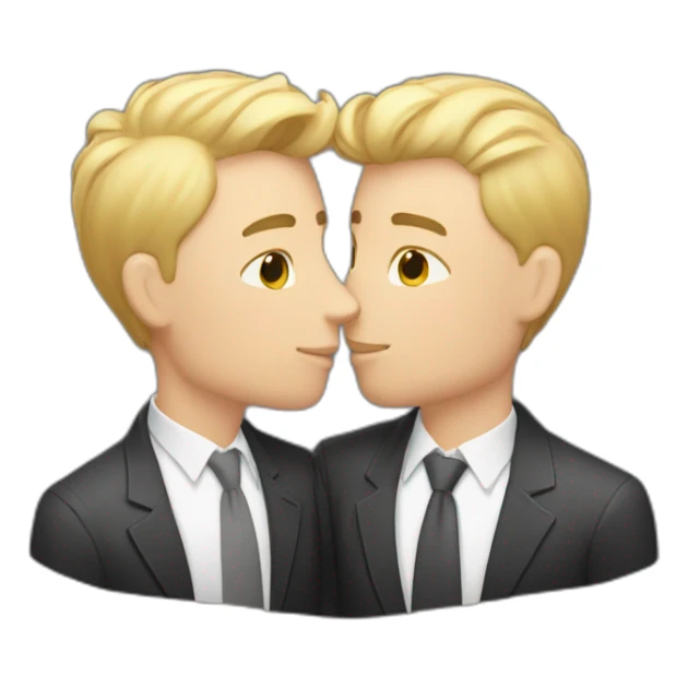White Gay couple kissing medium hair sticker