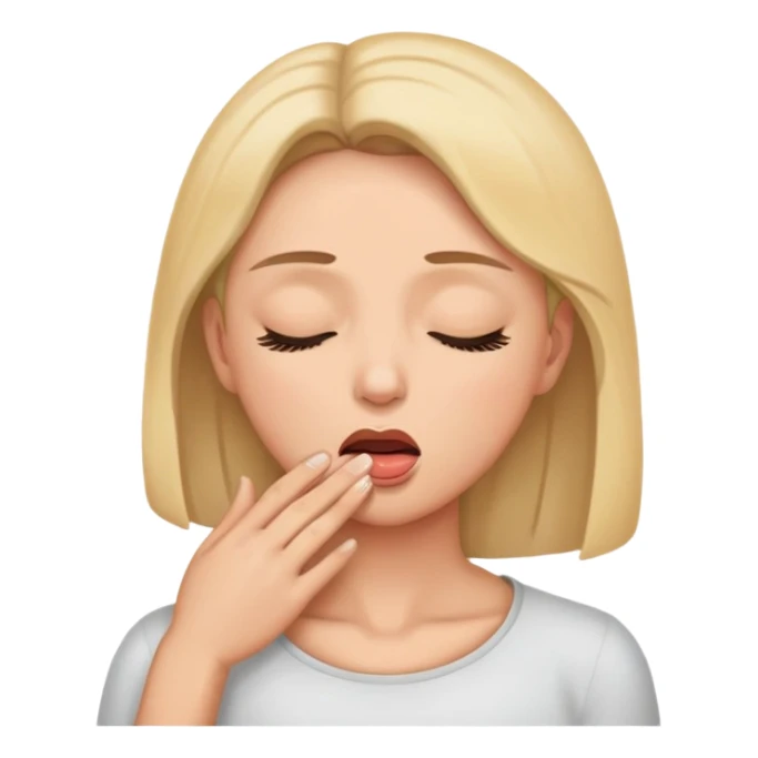 Women holding throat eyes closed  sticker