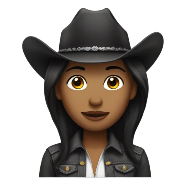 a cowgirl with black straight hair sticker