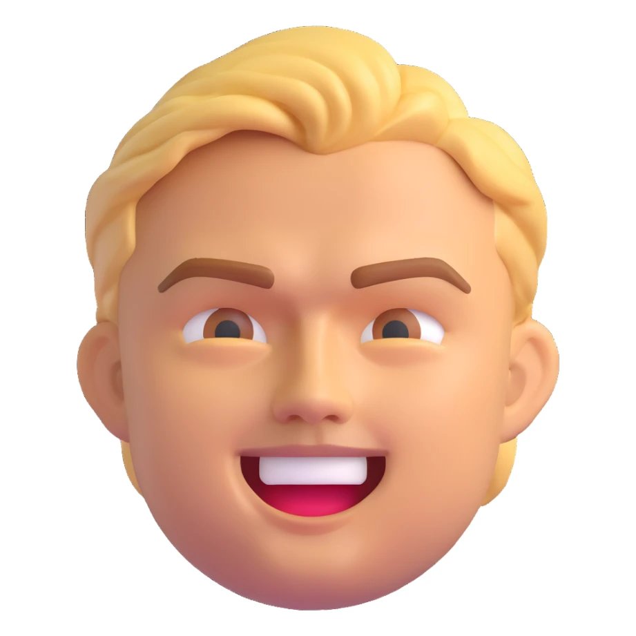 Leonardo DiCaprio as a 3D emoji, expressive face, clean background sticker