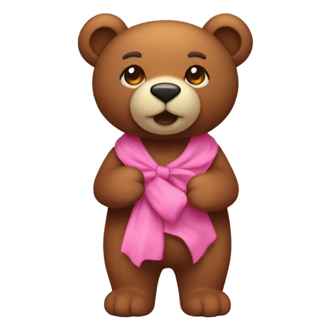 Osito de peluche marrón con laso rosa  sticker