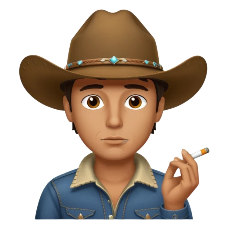 Serious guy with a cowboy hat smoking sticker